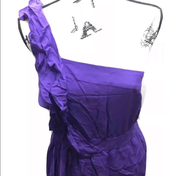 BCBG Generation One Shoulder Pencil Dress Mini Purple  8 - Picture 6 of 9